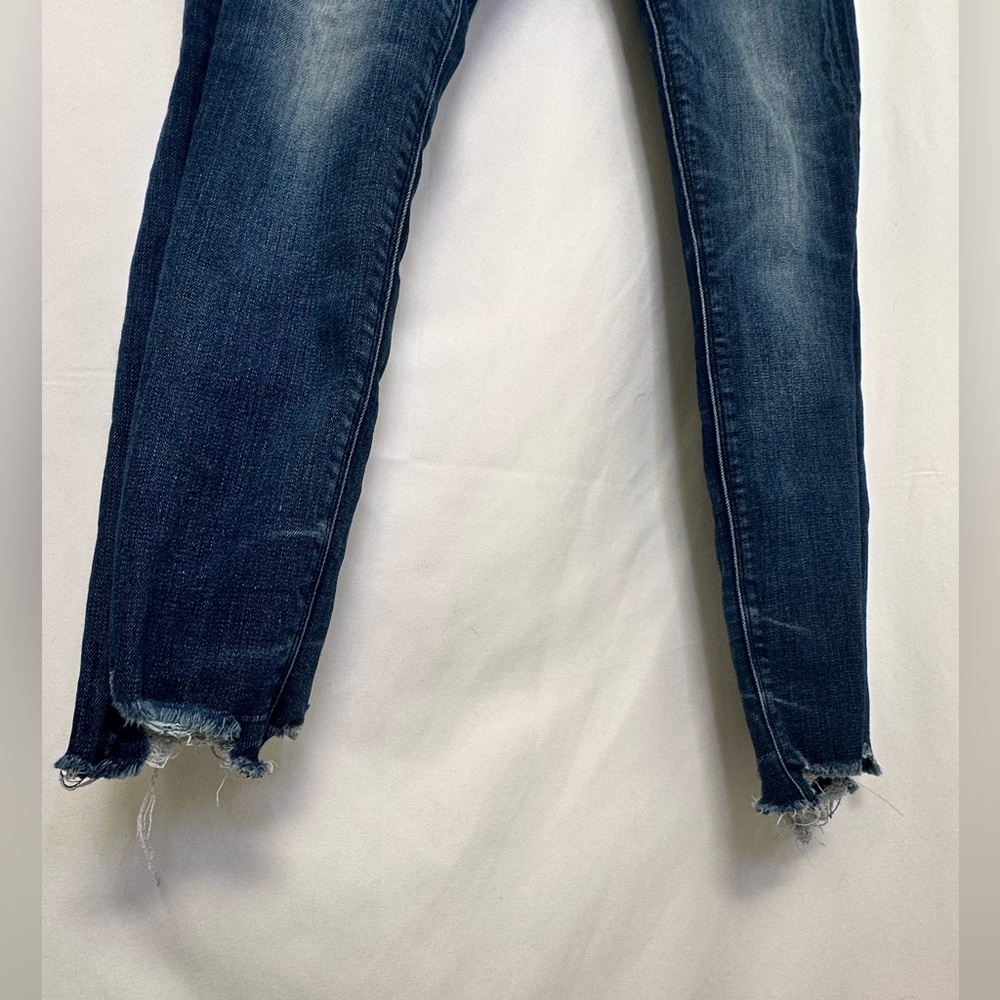Express Denim Perfect Mid Rise Ankle Legging Jeans Size 6R Dark Wash Raw Hem - Picture 4 of 7
